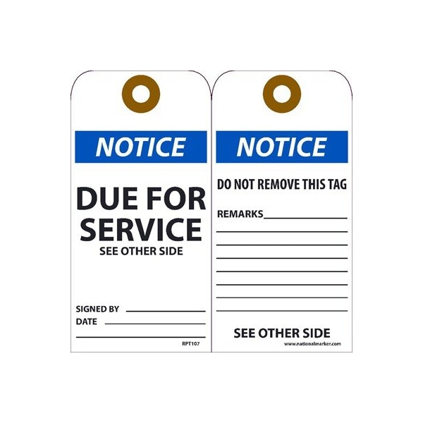 Nmc Notice Due For Service See Other Side Tag, Pk25 RPT107G - main